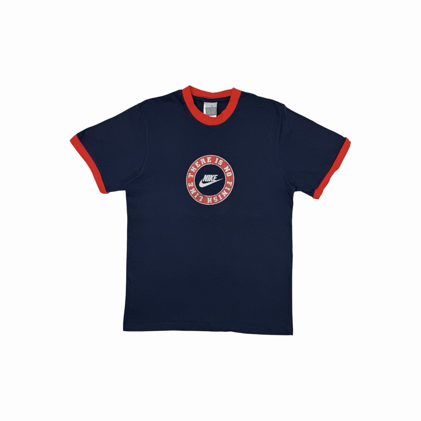 Vintage Nike Ringer T-Shirt Men’s Large Navy Blue Graphic Print