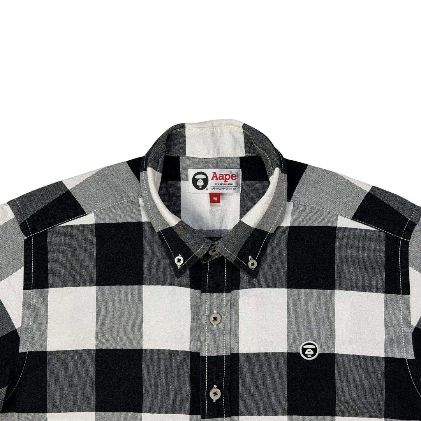 AAPE A Bathing Ape Shirt Men’s Medium Black And White Check Pattern