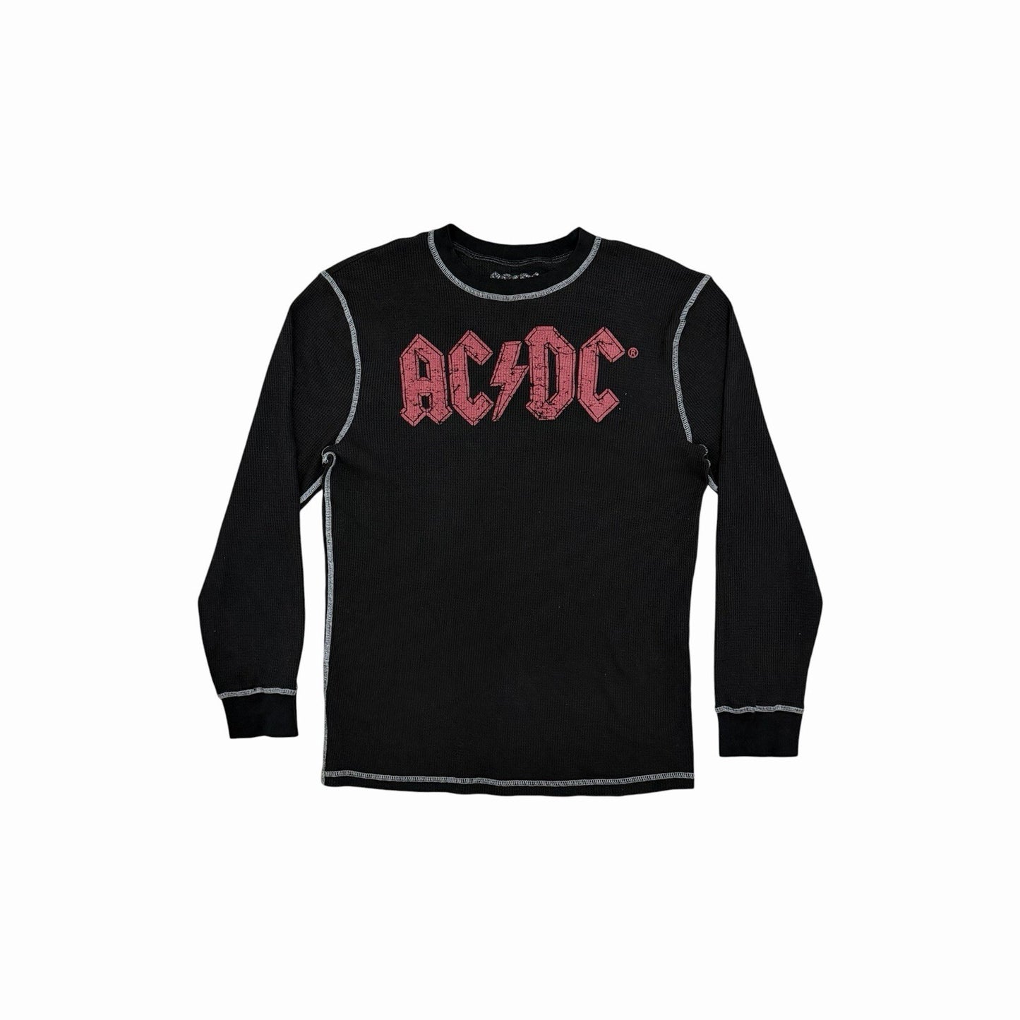Vintage AC/DC Waffle Top Men’s Large Long Sleeve Graphic Print 00’s y2k Retro