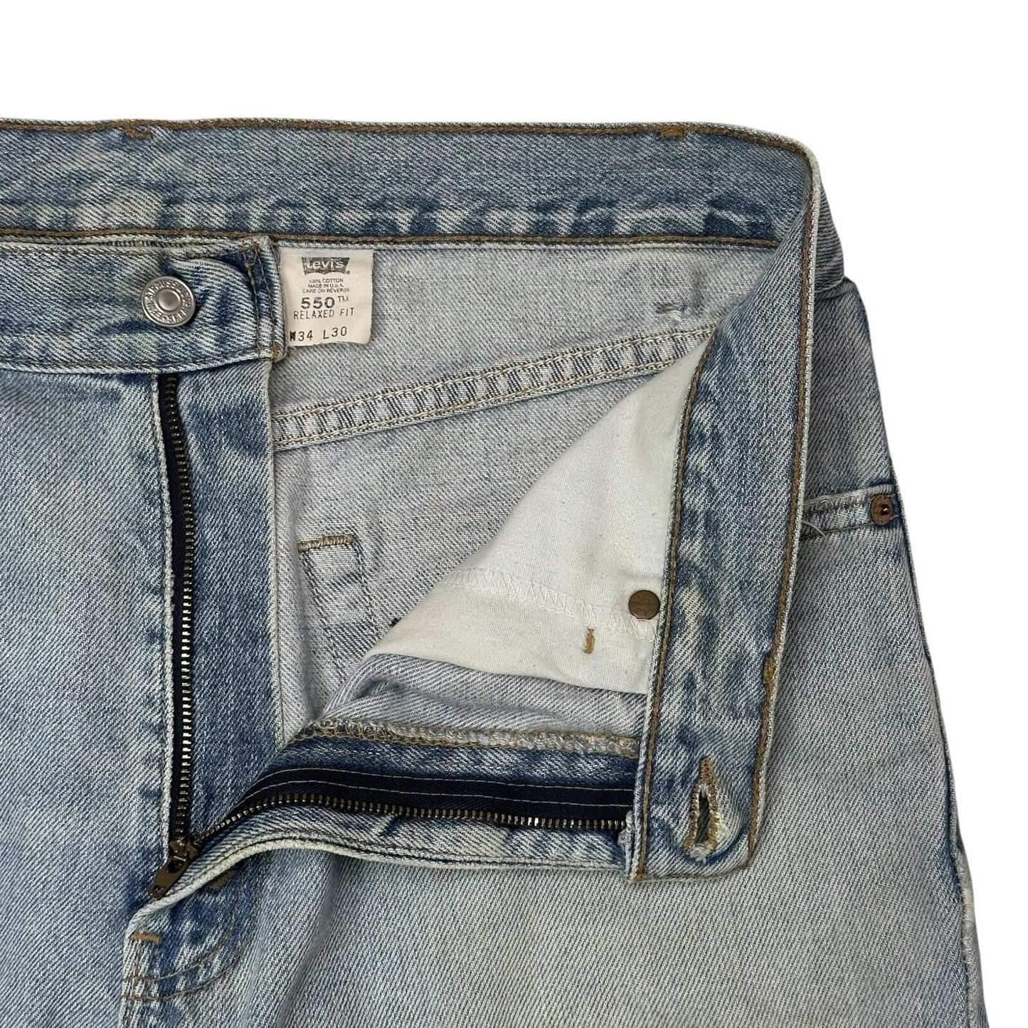 Vintage Levi’s 550 Jeans 34w 30l Blue Denim 90’s Distressed Made In USA