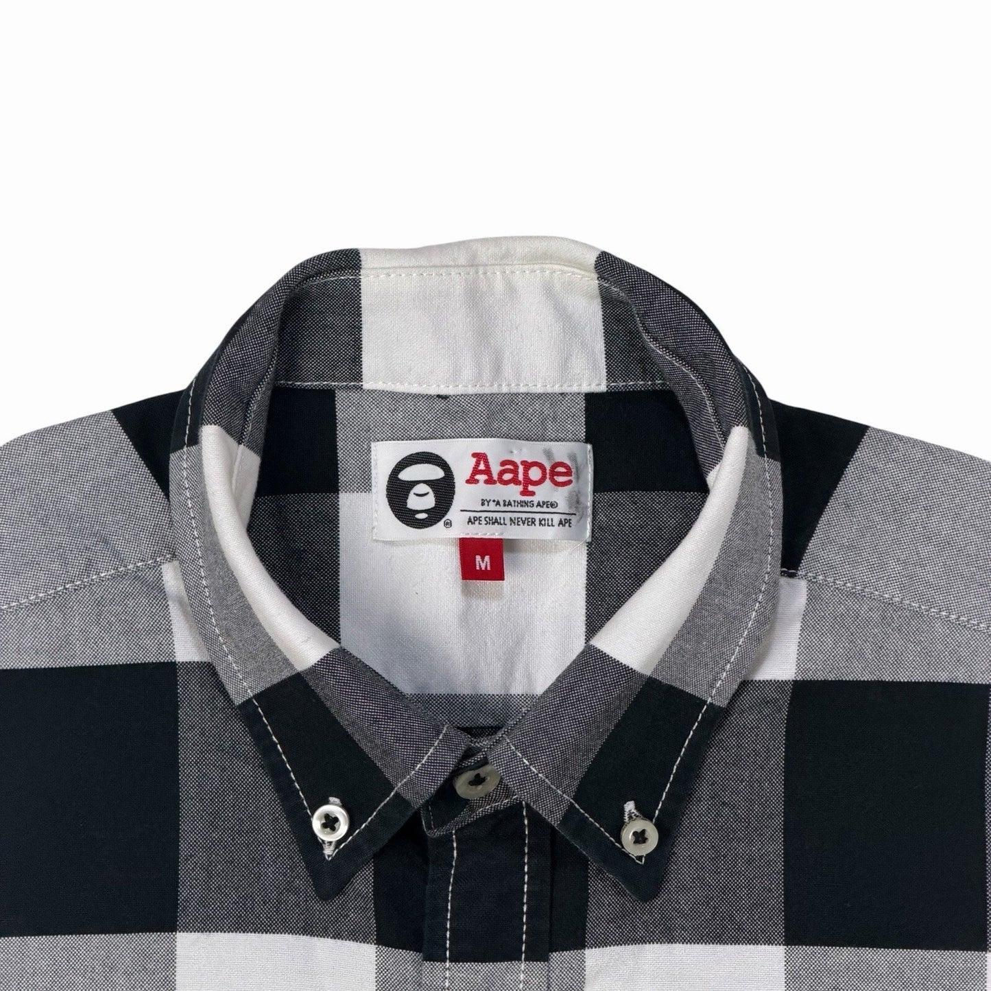 AAPE A Bathing Ape Shirt Men’s Medium Black And White Check Pattern