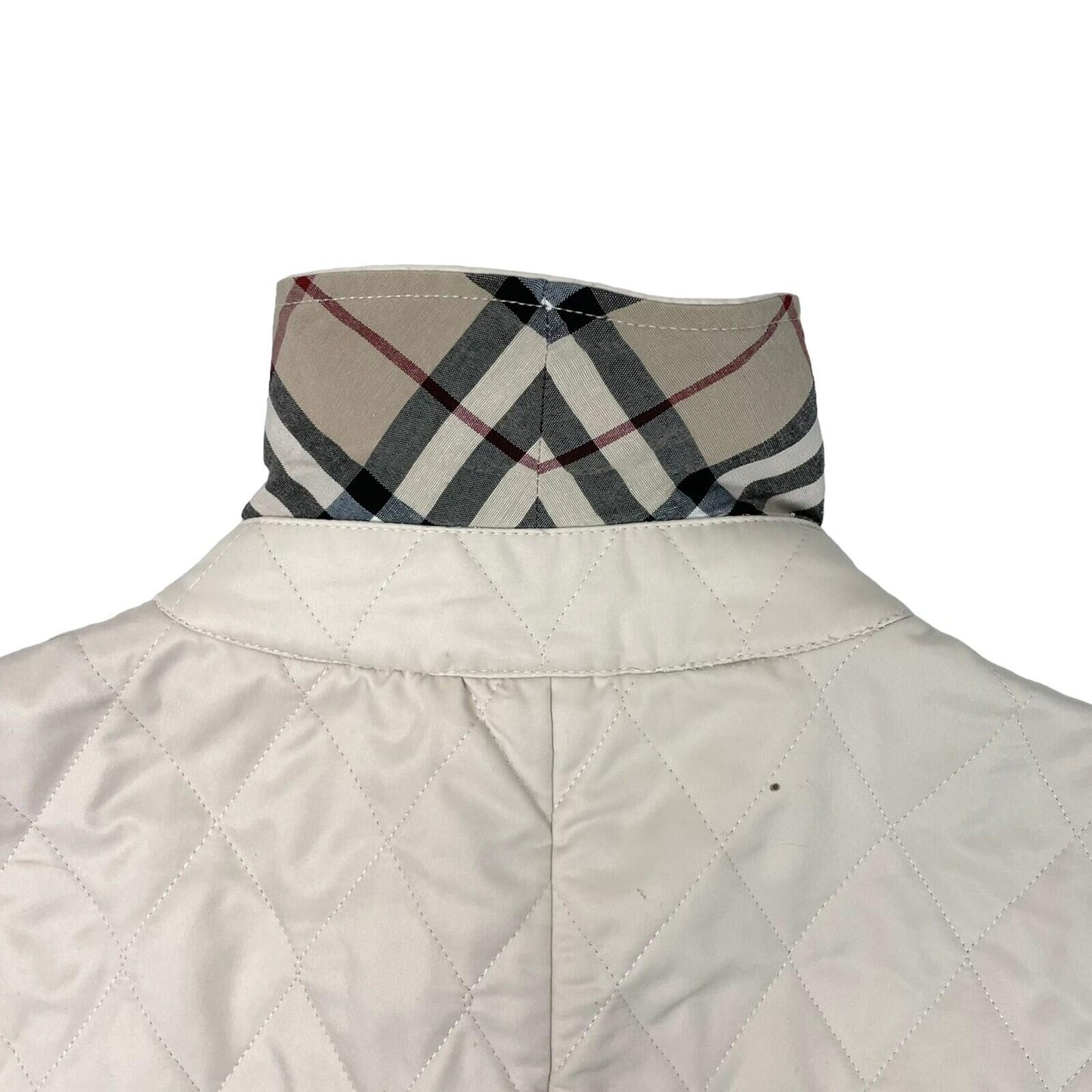 Vintage Burberry Diamond Quilt White Coat Women’s Medium Made In England
