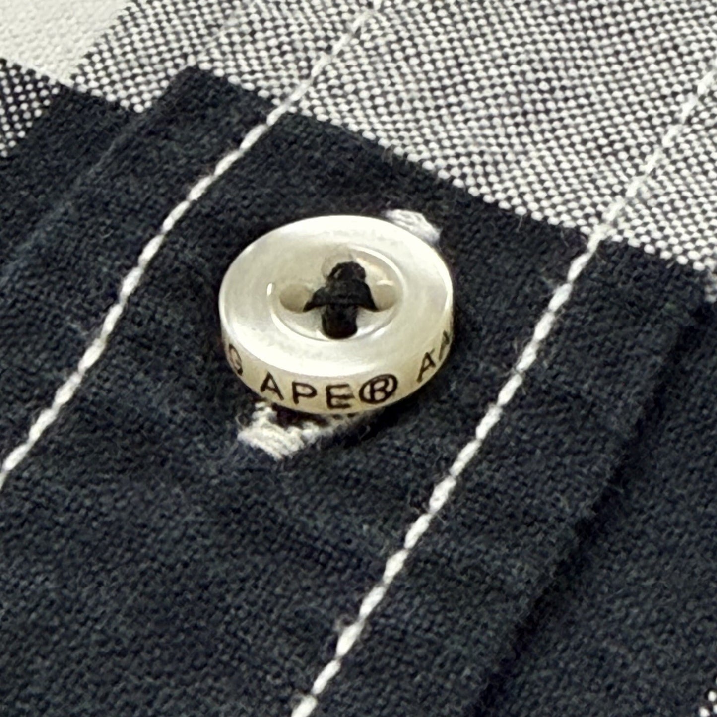 AAPE A Bathing Ape Shirt Men’s Medium Black And White Check Pattern