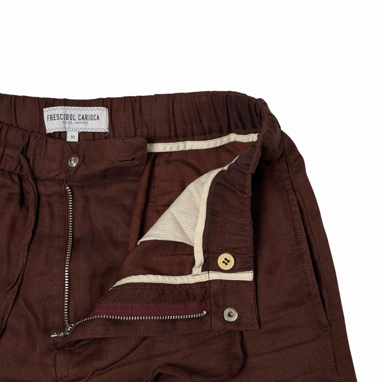 Frescobol Carioca Linen Shorts Men’s 30w Brown Made In Portugal