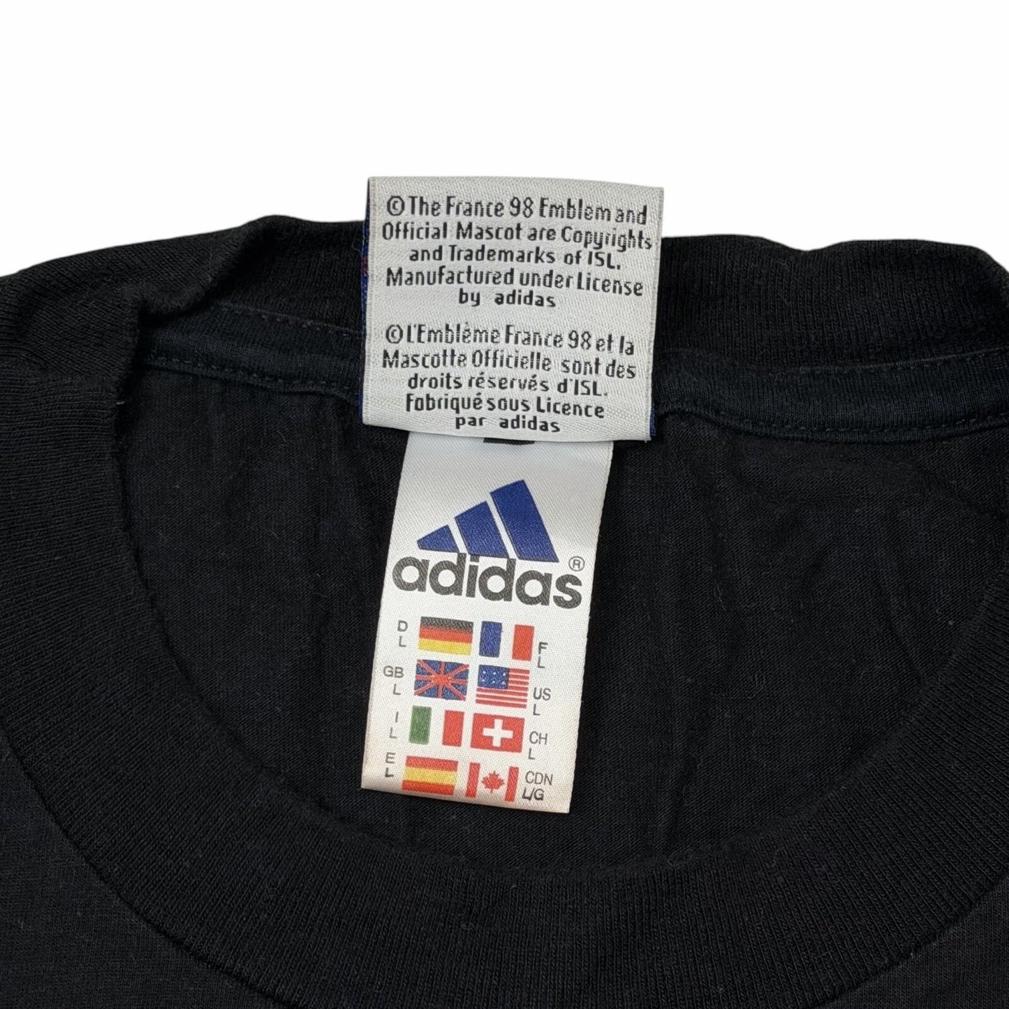 Vintage Adidas 1998 World Cup T-Shirt Men’s Large Black Retro Football Soccer