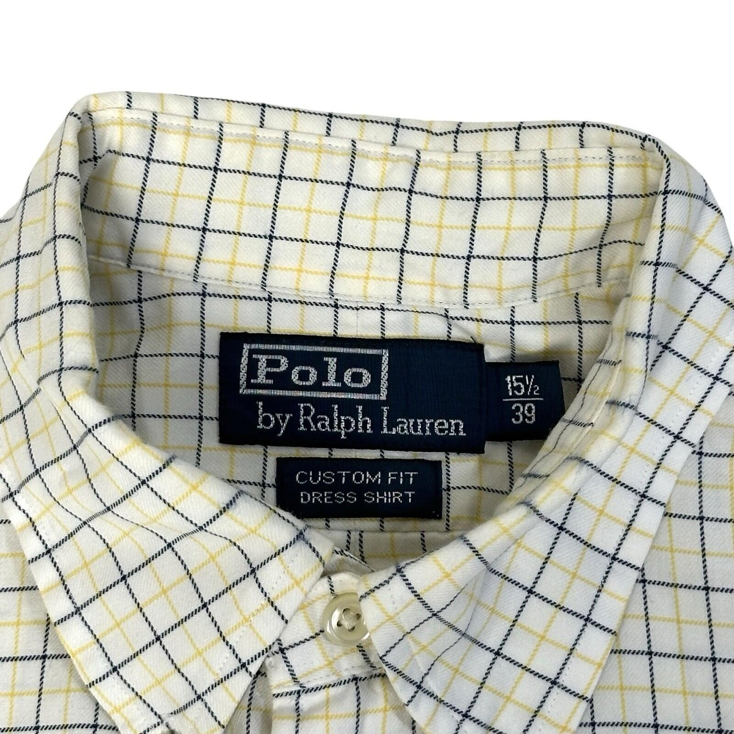 Vintage Polo Ralph Lauren Shirt White, Blue And Yellow Check Men’s Large