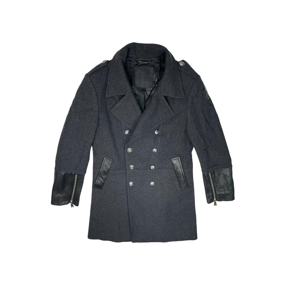 Rare Philipp Plein Mantel Herren Coat Men's Large Black Wool Limited Edition