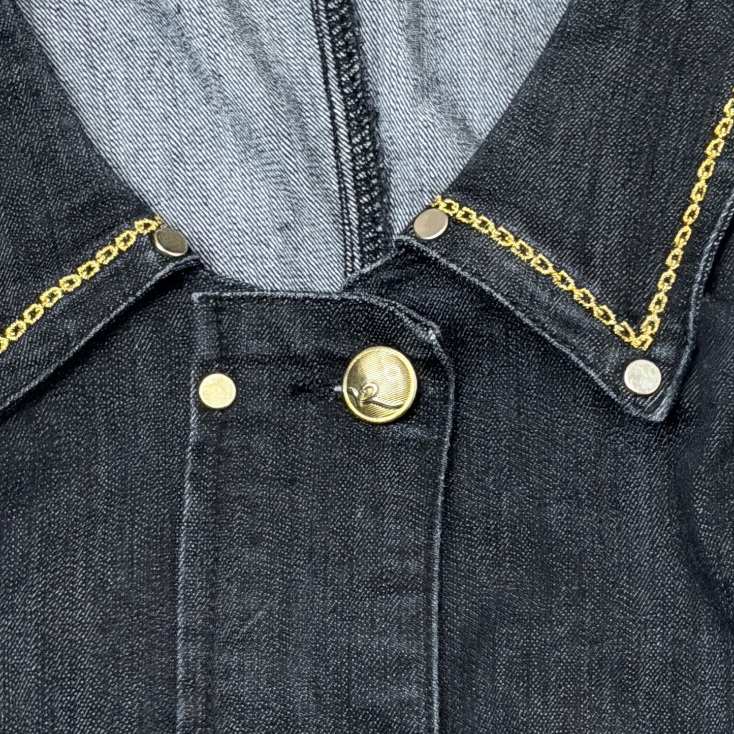 Vintage Rocawear Denim Waistcoat Women’s Large Dark Blue Denim Embroidered
