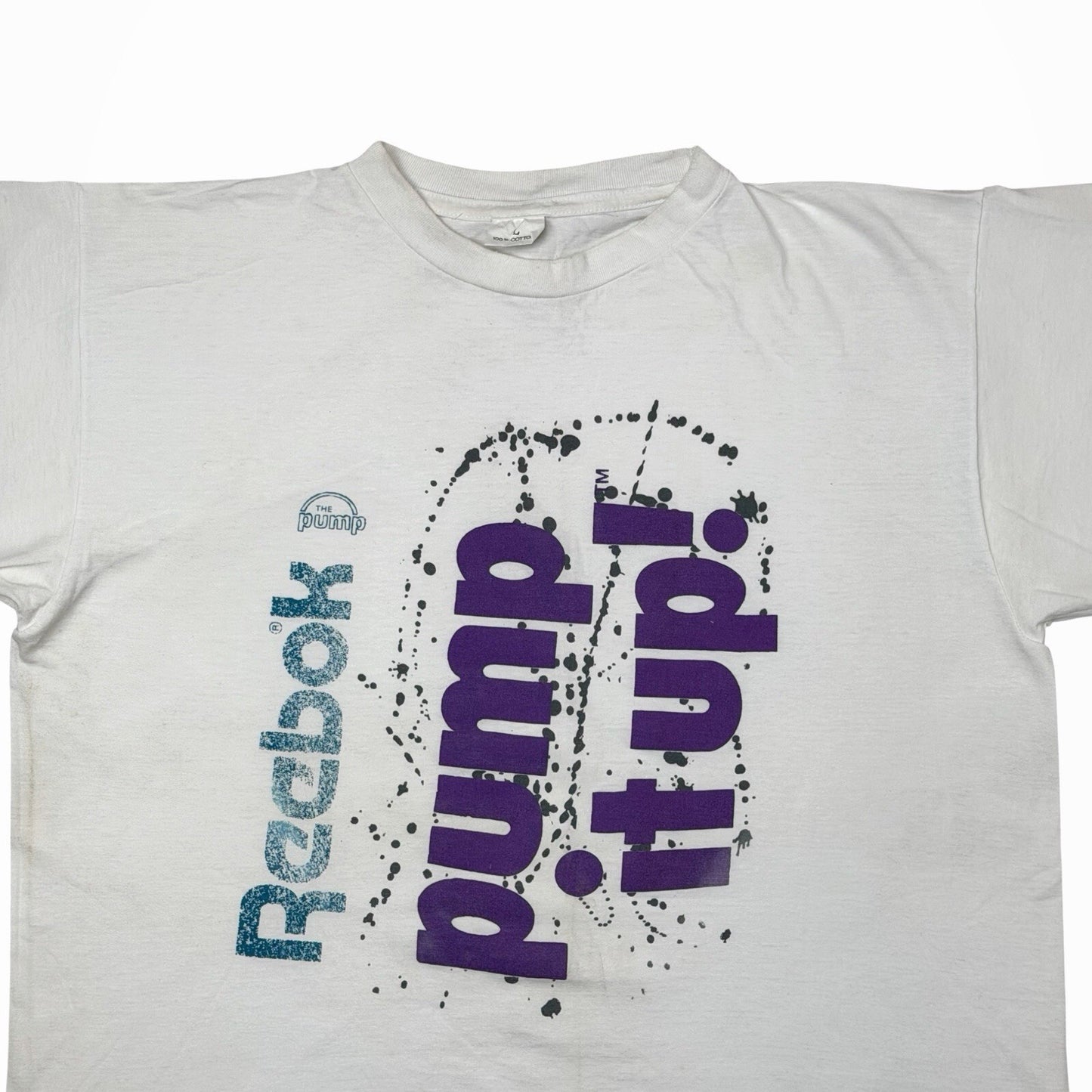 Vintage Reebok Pump Boxy T-Shirt Men’s Large White Graphic Print Single Stitch