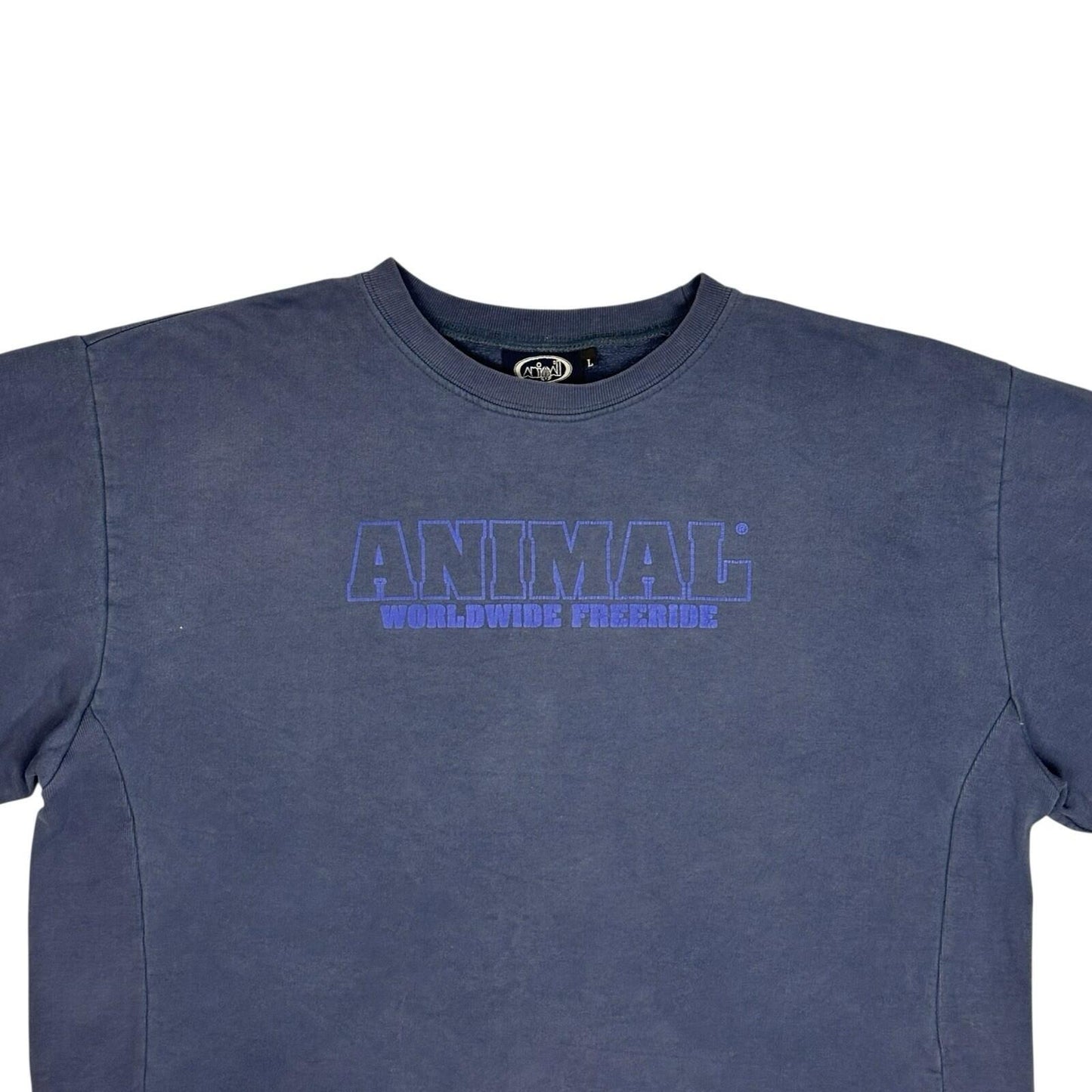 Vintage Animal Worldwide Jumper Men’s Large Navy Blue Graphic Print Boxy Fit