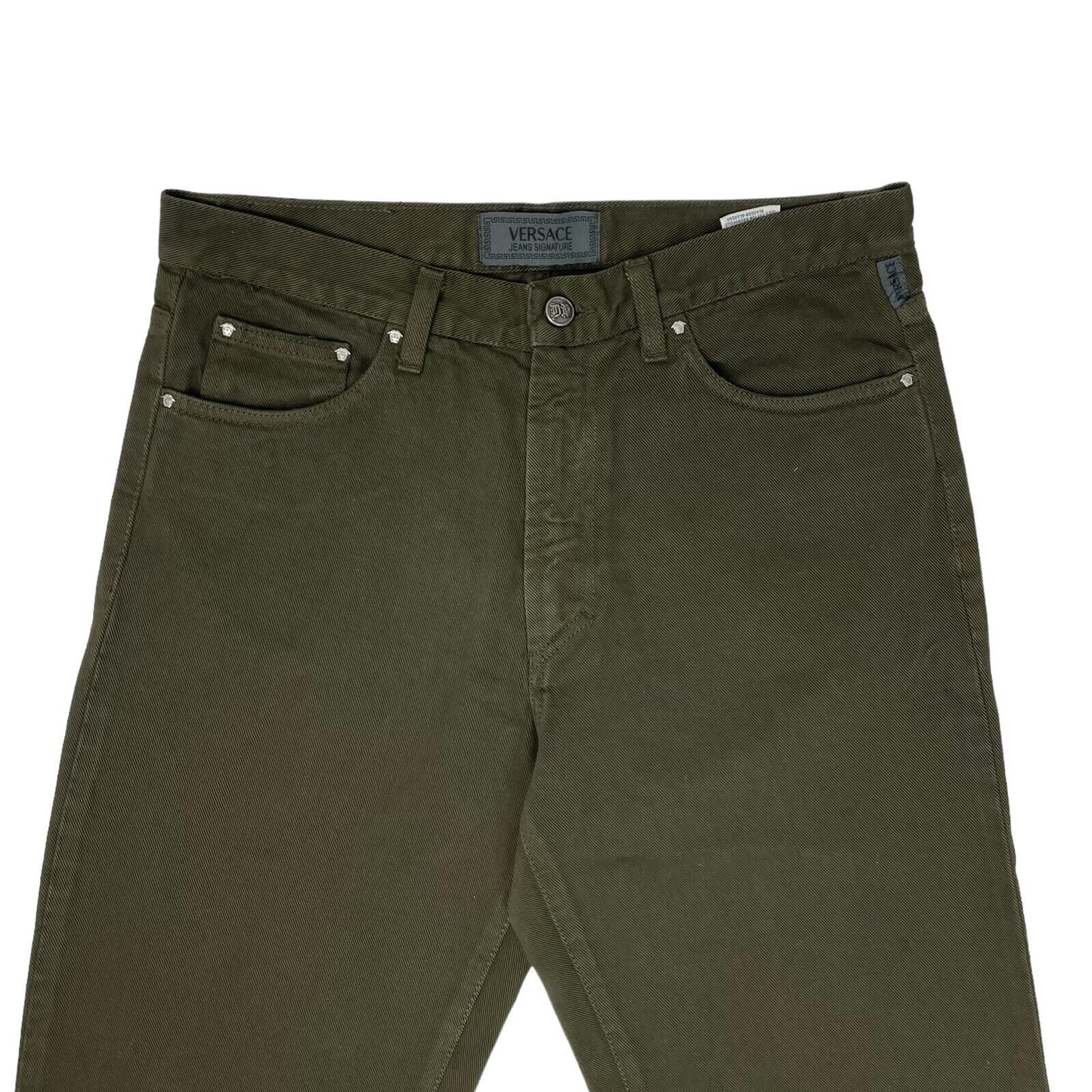 Vintage Versace Jeans Signature Trousers Khaki Green Mens 32w 34l Made In Italy