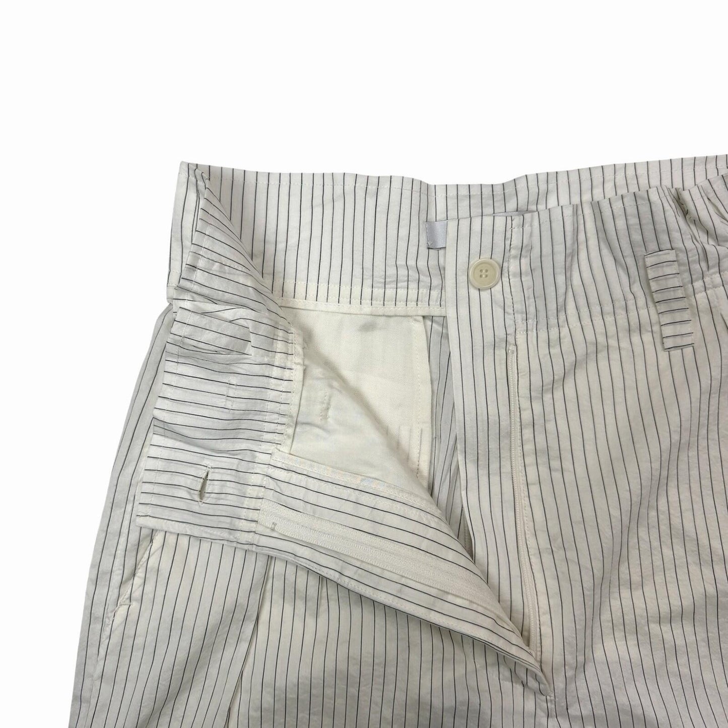 MaxMara Wide Leg Trousers Women’s 29w 33l White Pin Stripe Pleat Summer Trouser