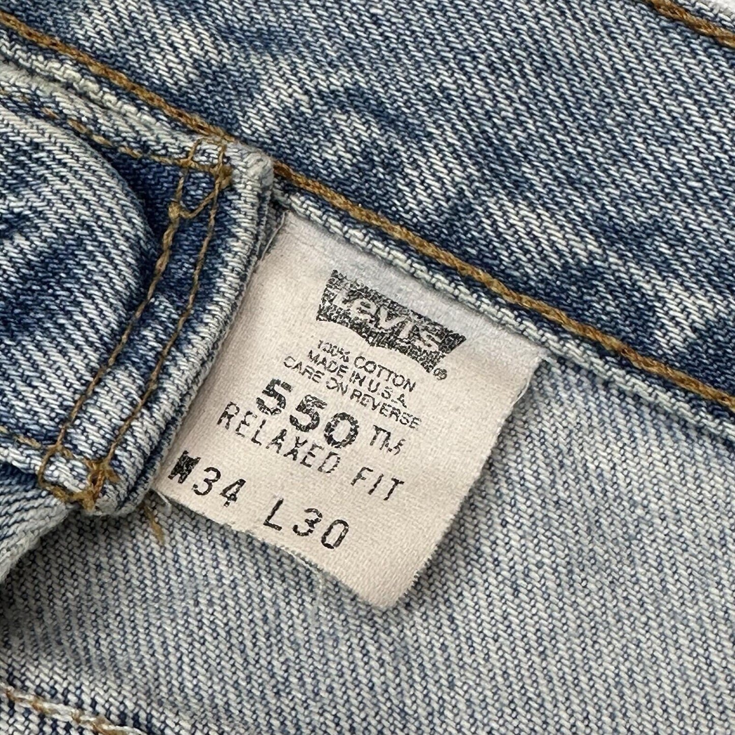 Vintage Levi’s 550 Jeans 34w 30l Blue Denim 90’s Distressed Made In USA