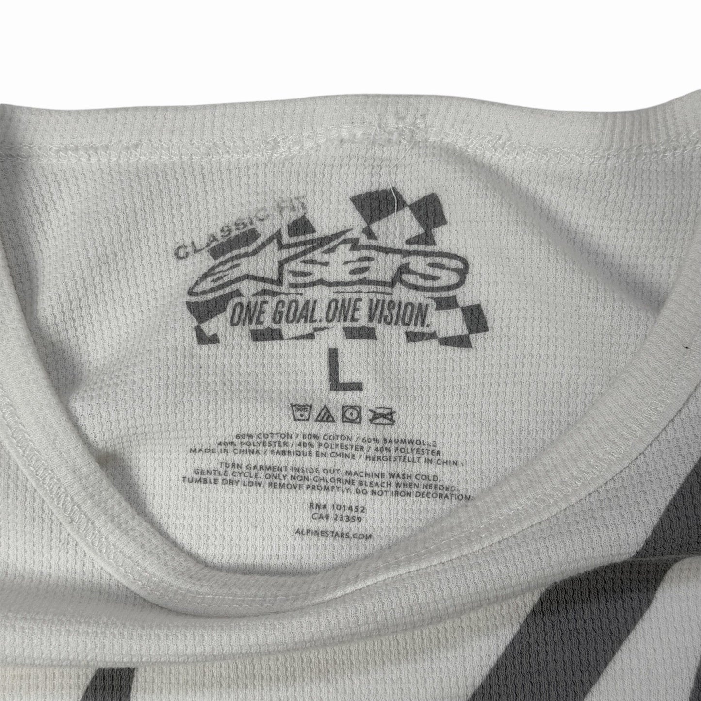 Vintage Alpinestars T-Shirt Long Sleeve Men’s XL White Jersey Knit Top 00’s Reto
