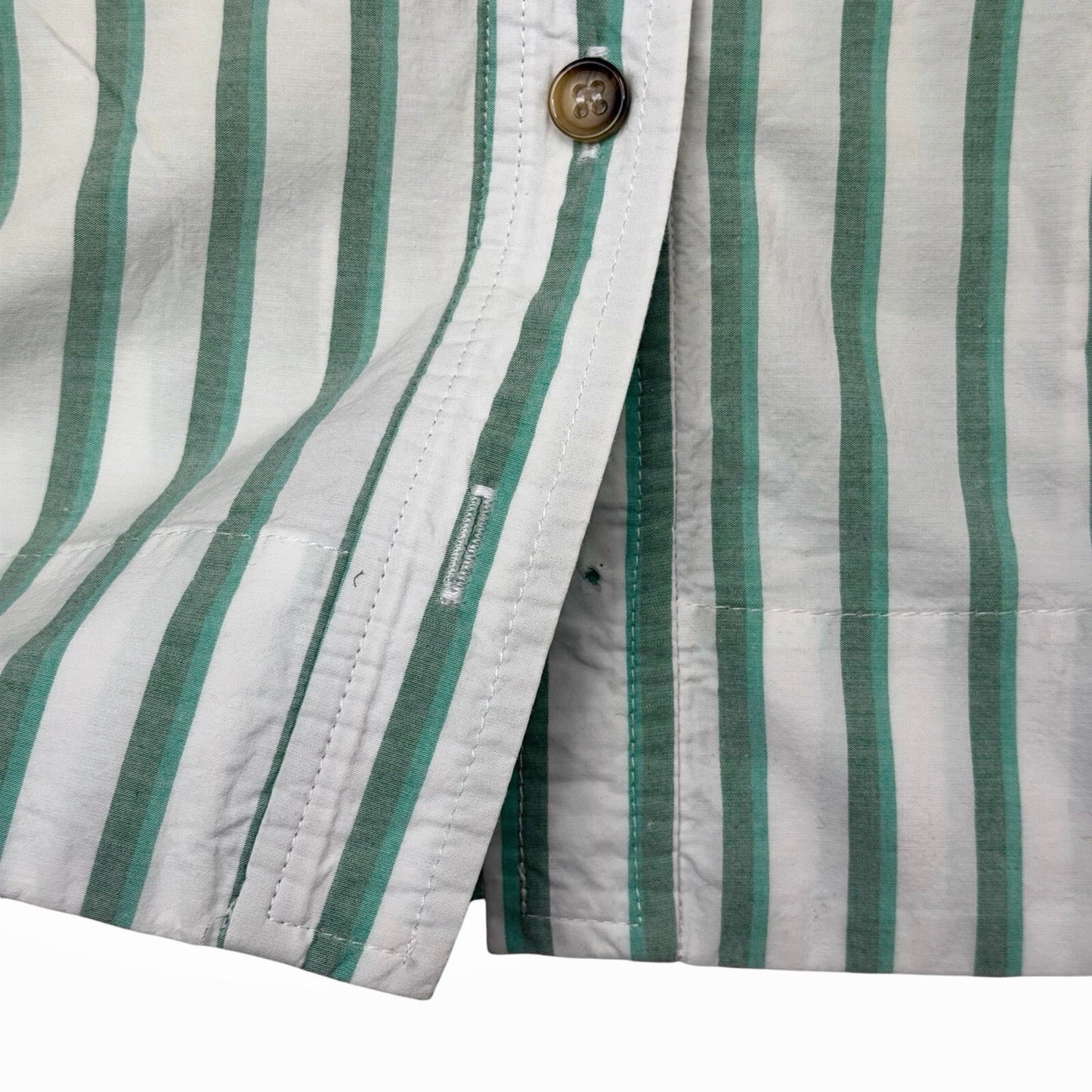 Ganni Ruffled Collar Stripe Shirt Women’s Small Green And White