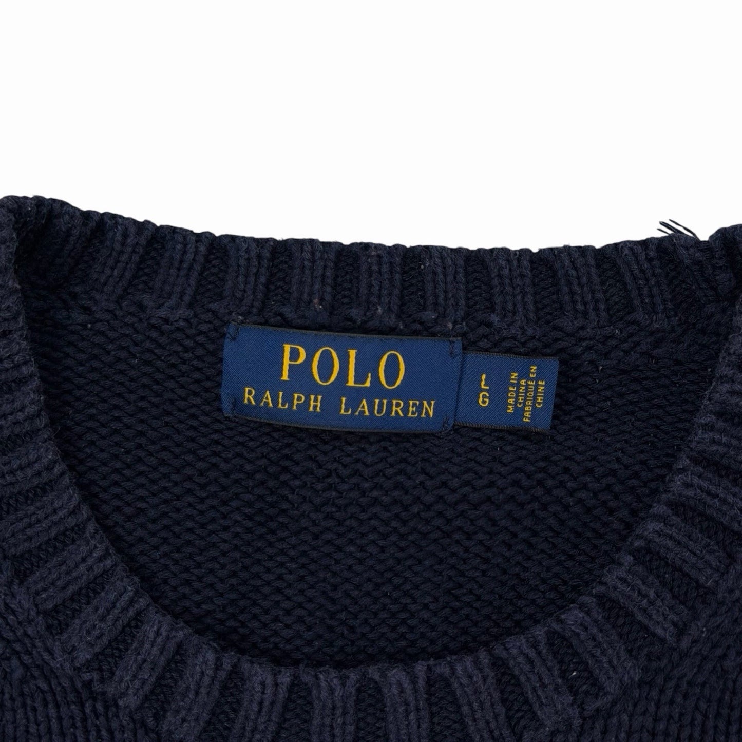 Vintage Polo Ralph Lauren Knit Sweater Men’s Large Navy Blue 00’s Spellout Logo