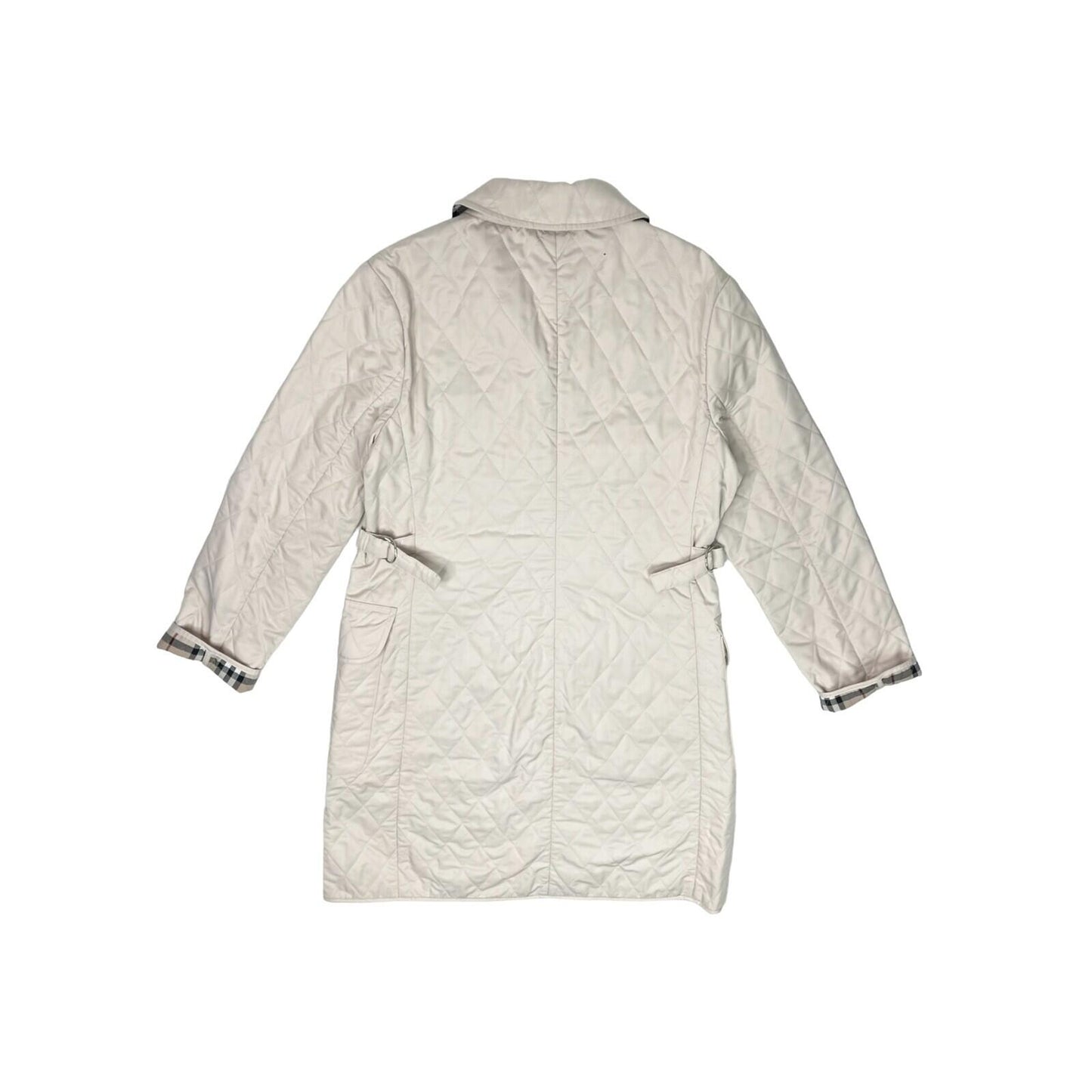 Vintage Burberry Diamond Quilt White Coat Women’s Medium Made In England