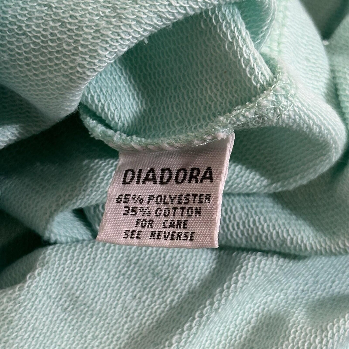 Vintage Diadora T-Shirt Men’s Medium Mint Green Embroidered Logo Made In Italy