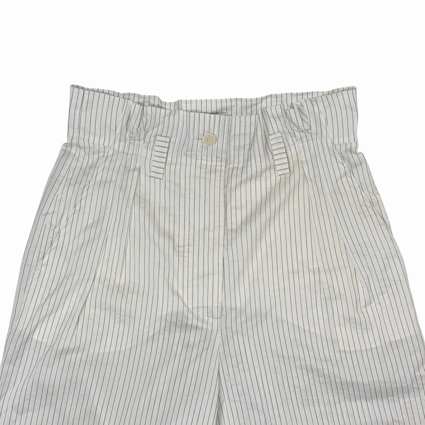 MaxMara Wide Leg Trousers Women’s 29w 33l White Pin Stripe Pleat Summer Trouser