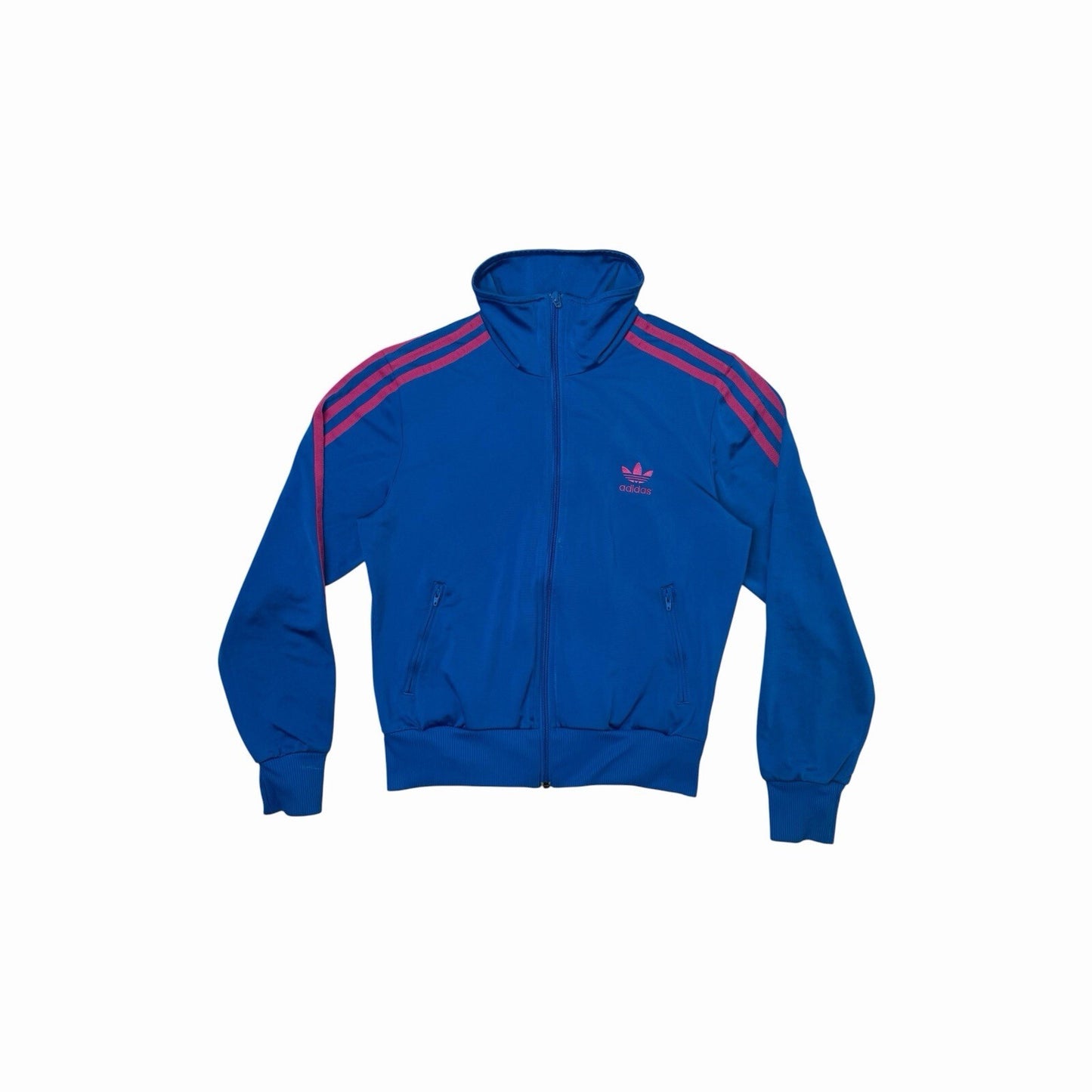 Vintage Adidas Track Jacket Women’s 12UK Blue And Pink Retro Sportswear
