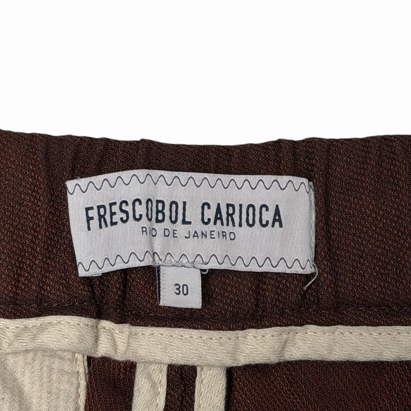 Frescobol Carioca Linen Shorts Men’s 30w Brown Made In Portugal