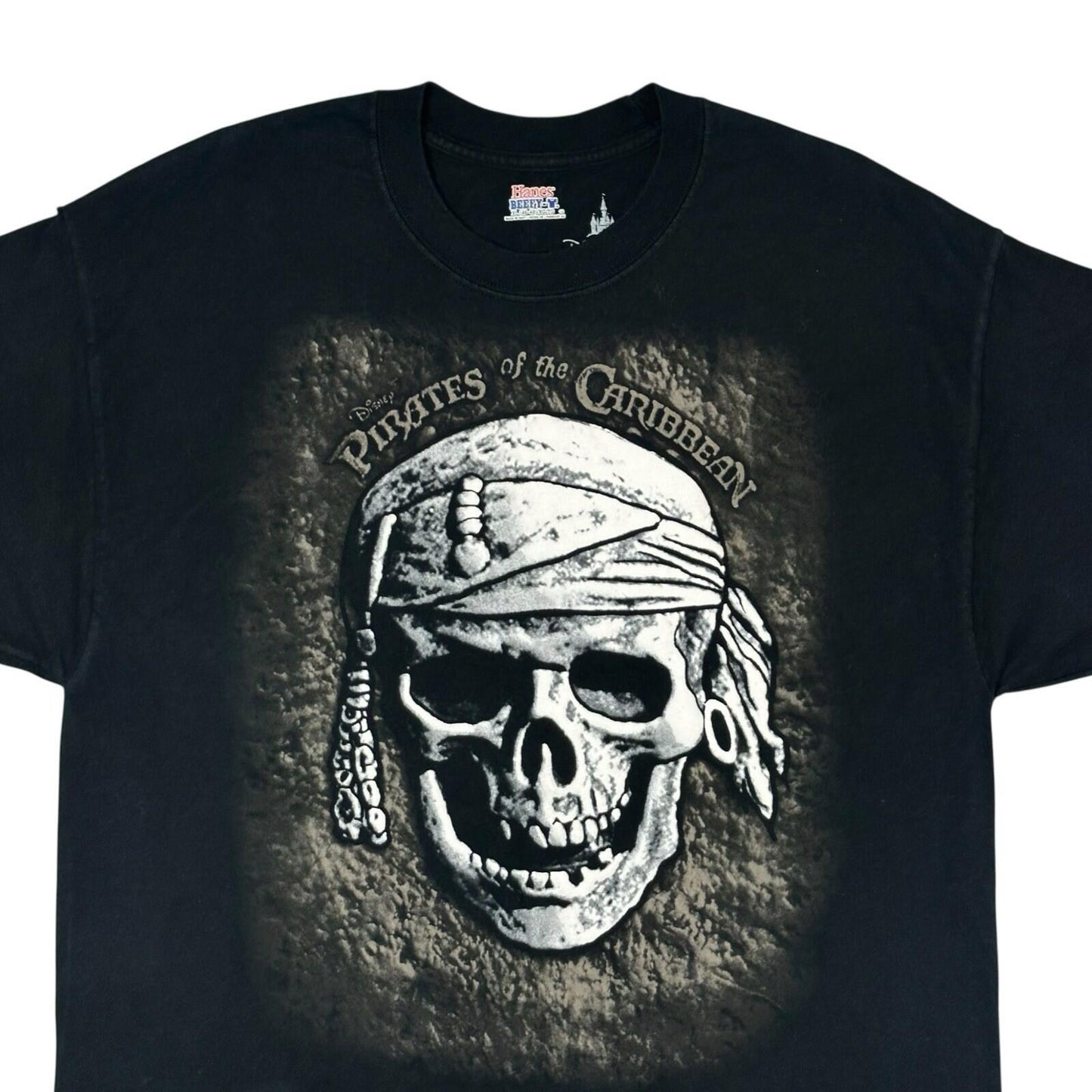 Vintage Pirates Of The Caribbean T-Shirt Men’s XL Black Graphic Print Disneyland