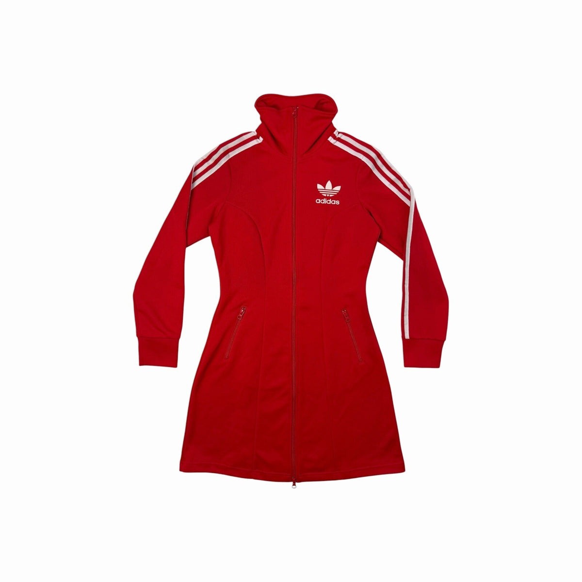 Vintage Adidas Long Line Firebird Jacket Women’s Small Red And White Retro y2k