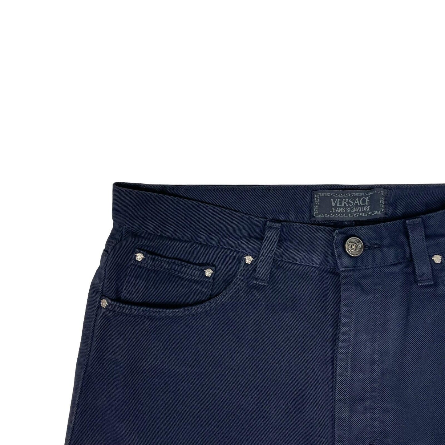 Vintage Versace Jeans Signature Trousers Navy Blue Mens 32w 34l Made In Italy