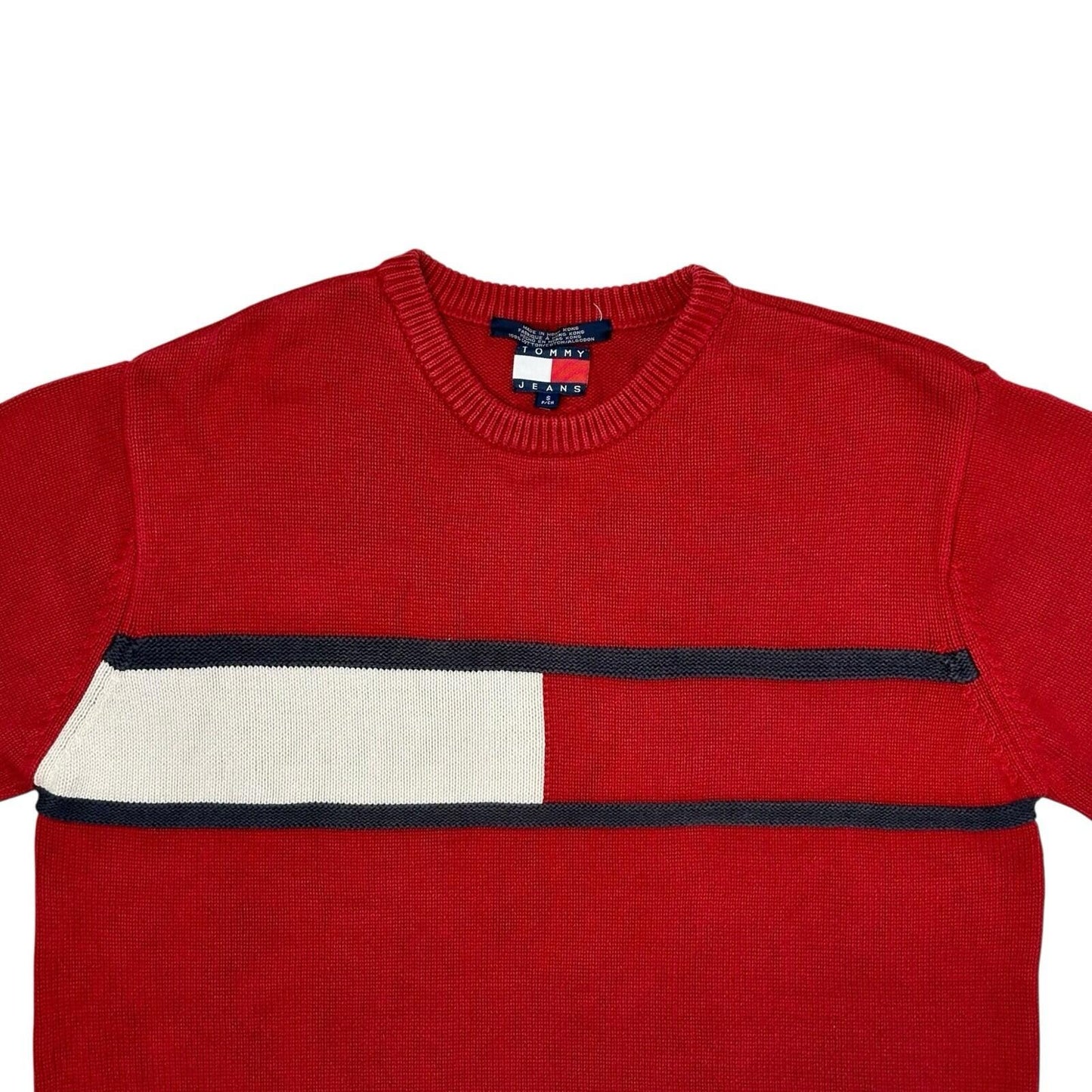 Vintage Tommy Hilfiger Flag Jumper Men’s Small Red Tommy Jeans