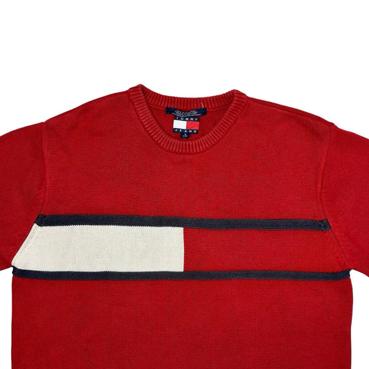 Vintage Tommy Hilfiger Flag Jumper Men’s Small Red Tommy Jeans