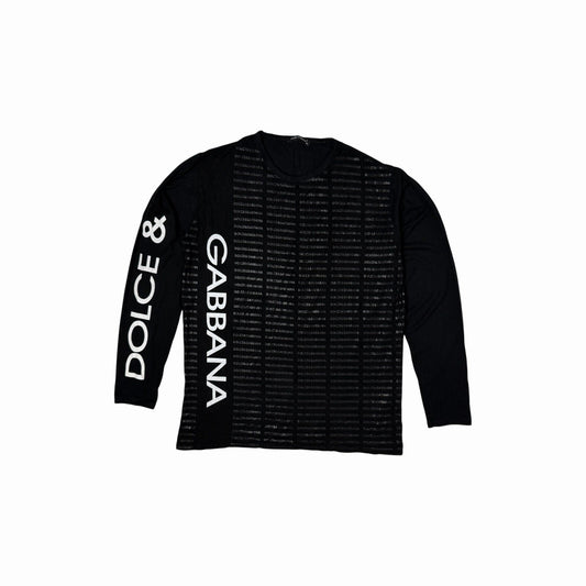 Vintage Dolce & Gabbana Long Sleeve T-Shirt Men’s XL Black Graphic Print Detail