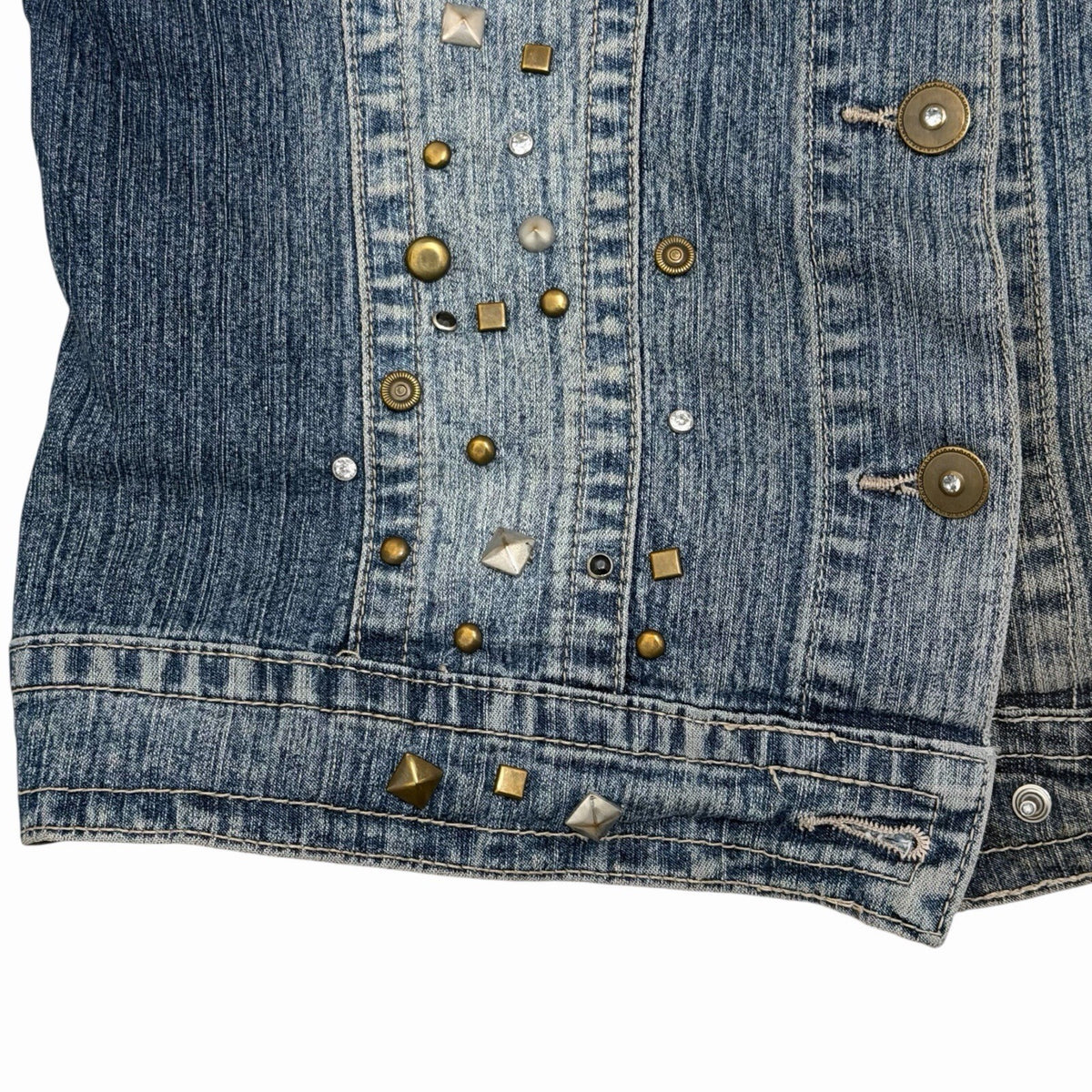 Vintage Yulita Jeans Jacket Women’s Medium Blue Denim Embellished y2k