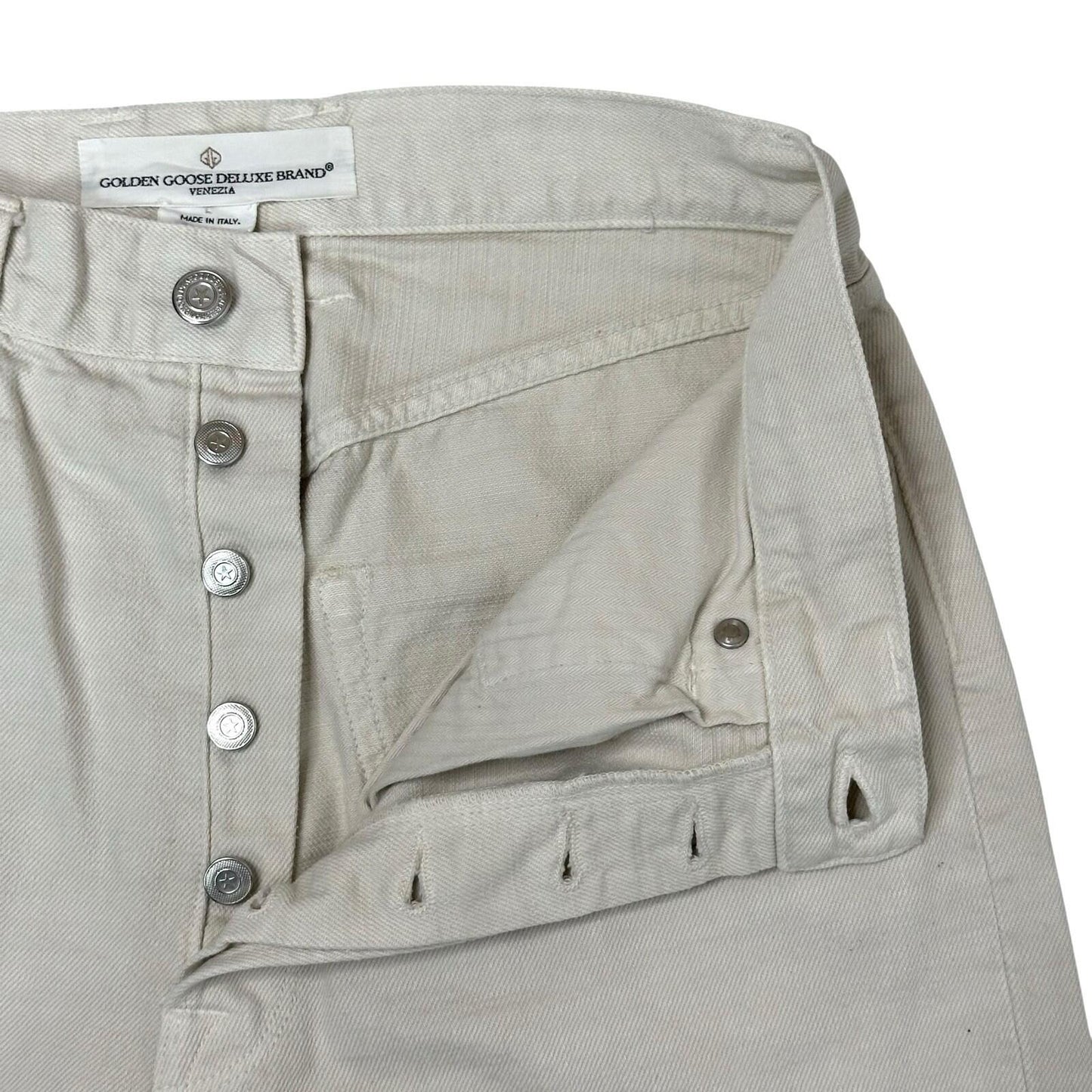 Golden Goose Judy Jeans Ecru Cream Made In Italy Straight Leg 29w 28l