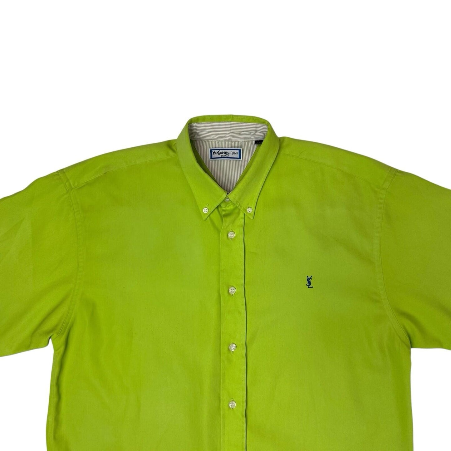1980 Vintage Yves Saint Laurent Shirt Men’s Large Long Sleeve Lime Green