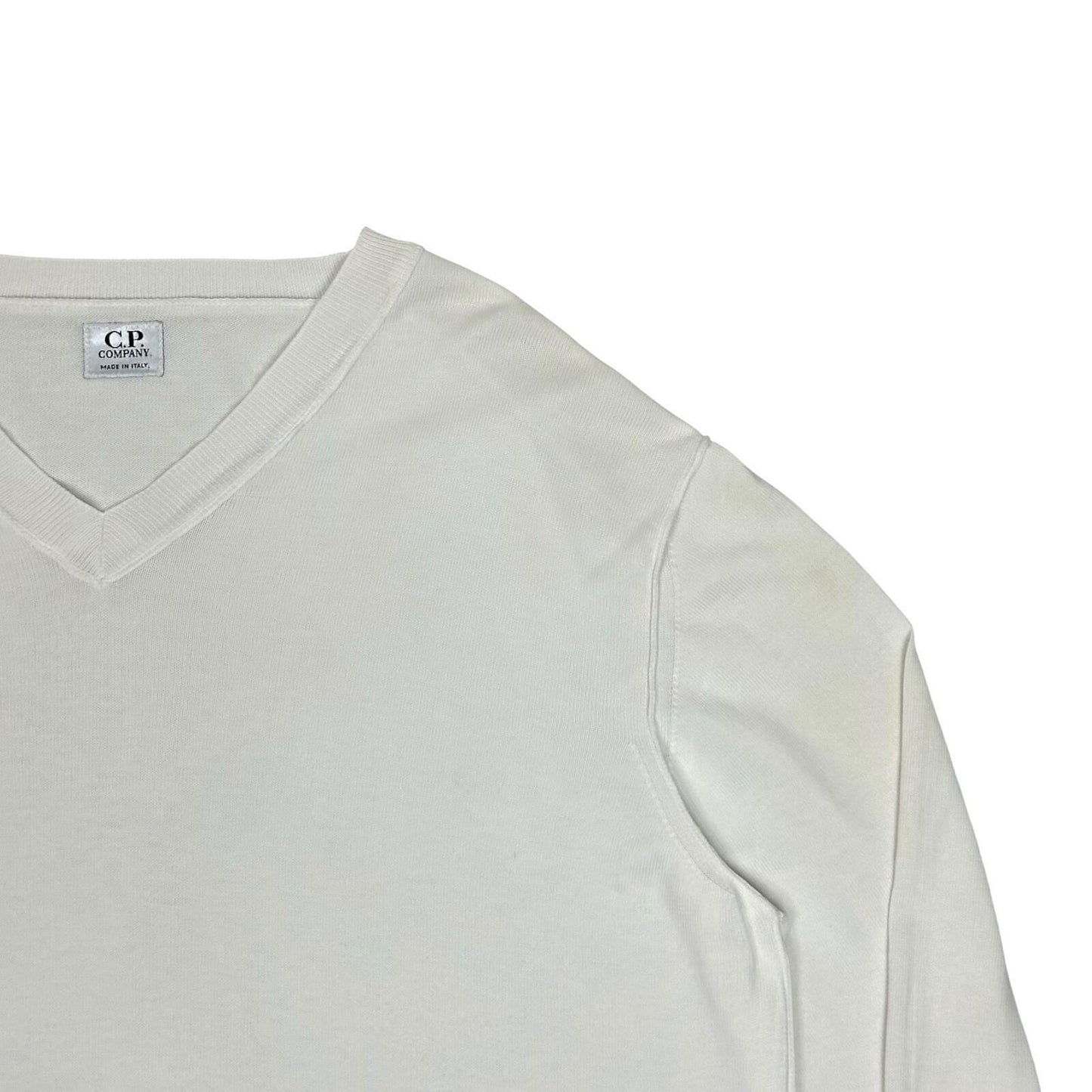 Vintage CP Company V-Neck Jumper Men’s Large Cream Made In Italy