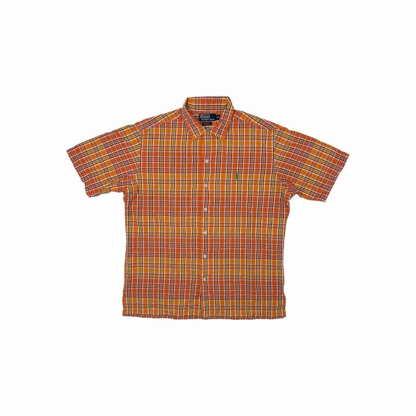 Vintage Polo Ralph Lauren Check Shirt Men’s Medium Caldwell Orange And Yellow