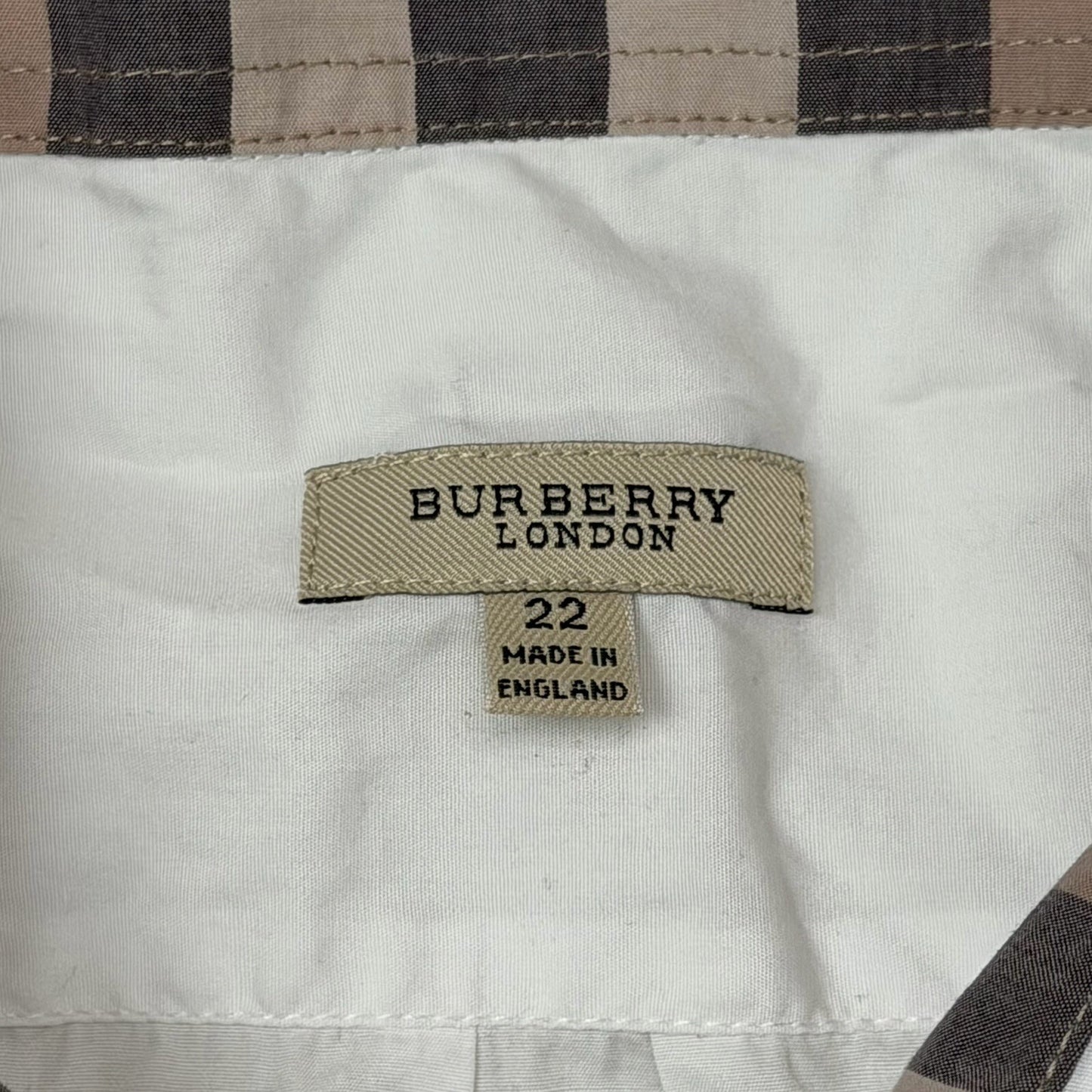 Vintage Burberry Tunic Shirt Women’s XL UK22 White Nova-Check Made In England