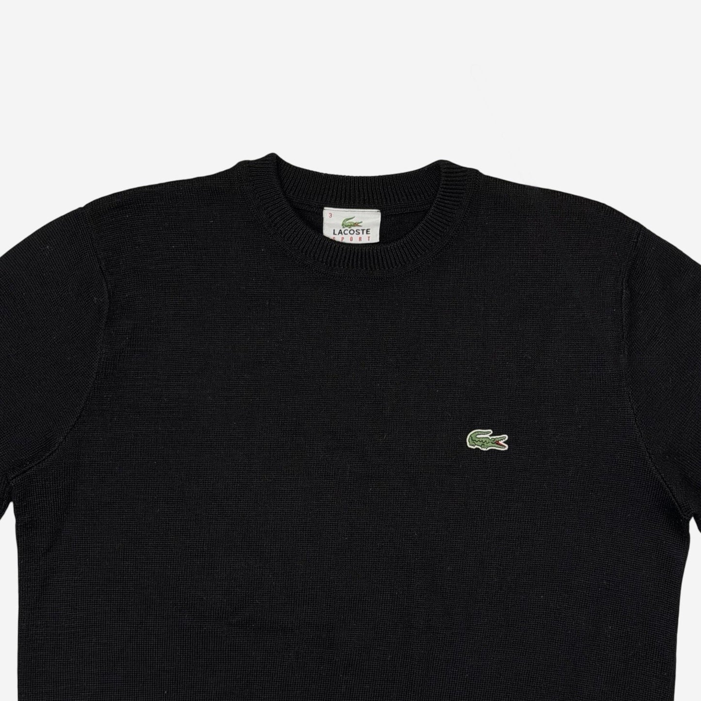 Vintage Lacoste Wool Crew Neck Jumper Men’s Small Black 00’s y2k