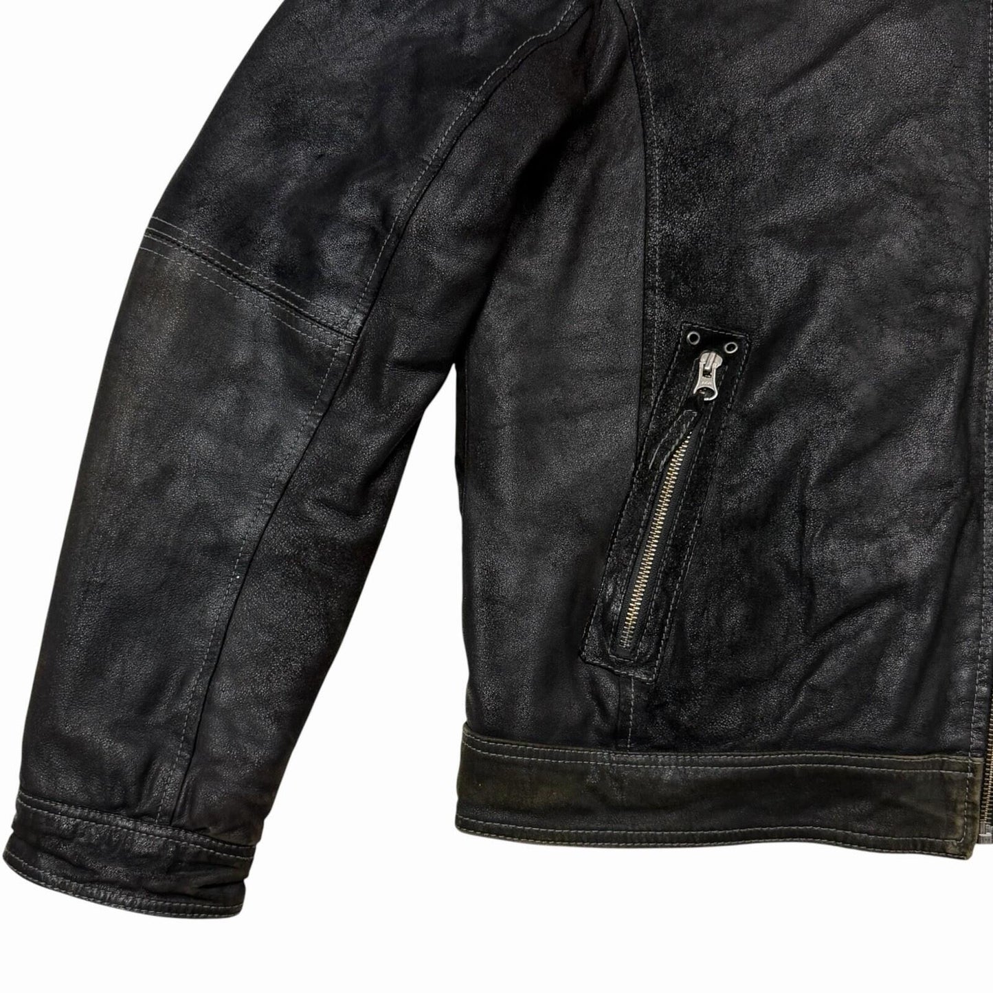 Vintage Vera Pelle Union Jack Moto Leather Jacket Men’s Large Black