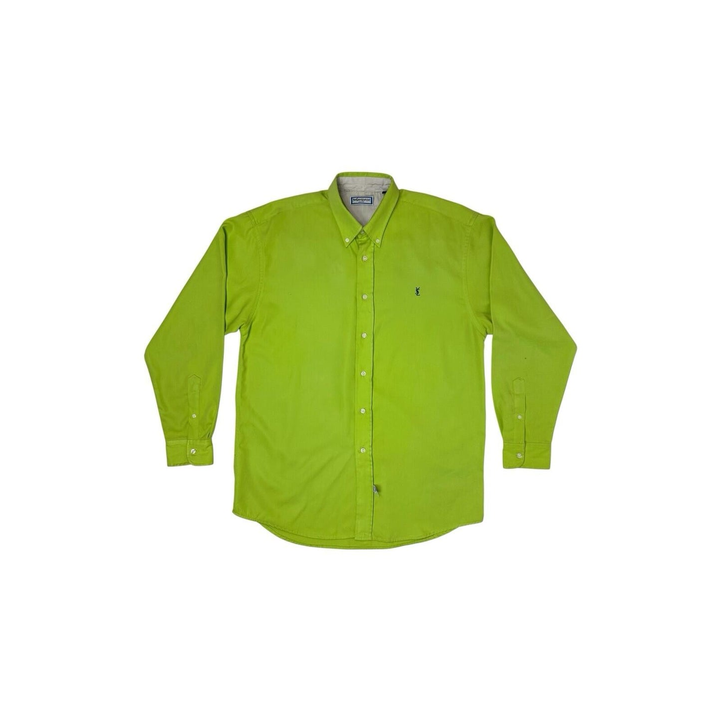 1980 Vintage Yves Saint Laurent Shirt Men’s Large Long Sleeve Lime Green