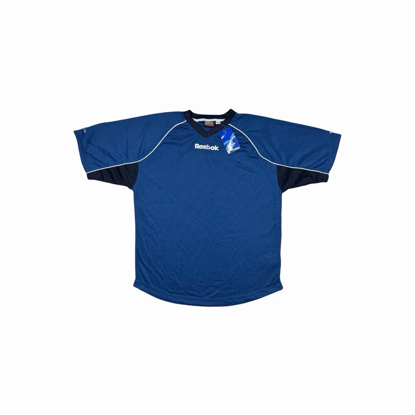Deadstock Reebok Sports Top Men’s XL Navy Blue/Black Embroidered Hydromove 90’s