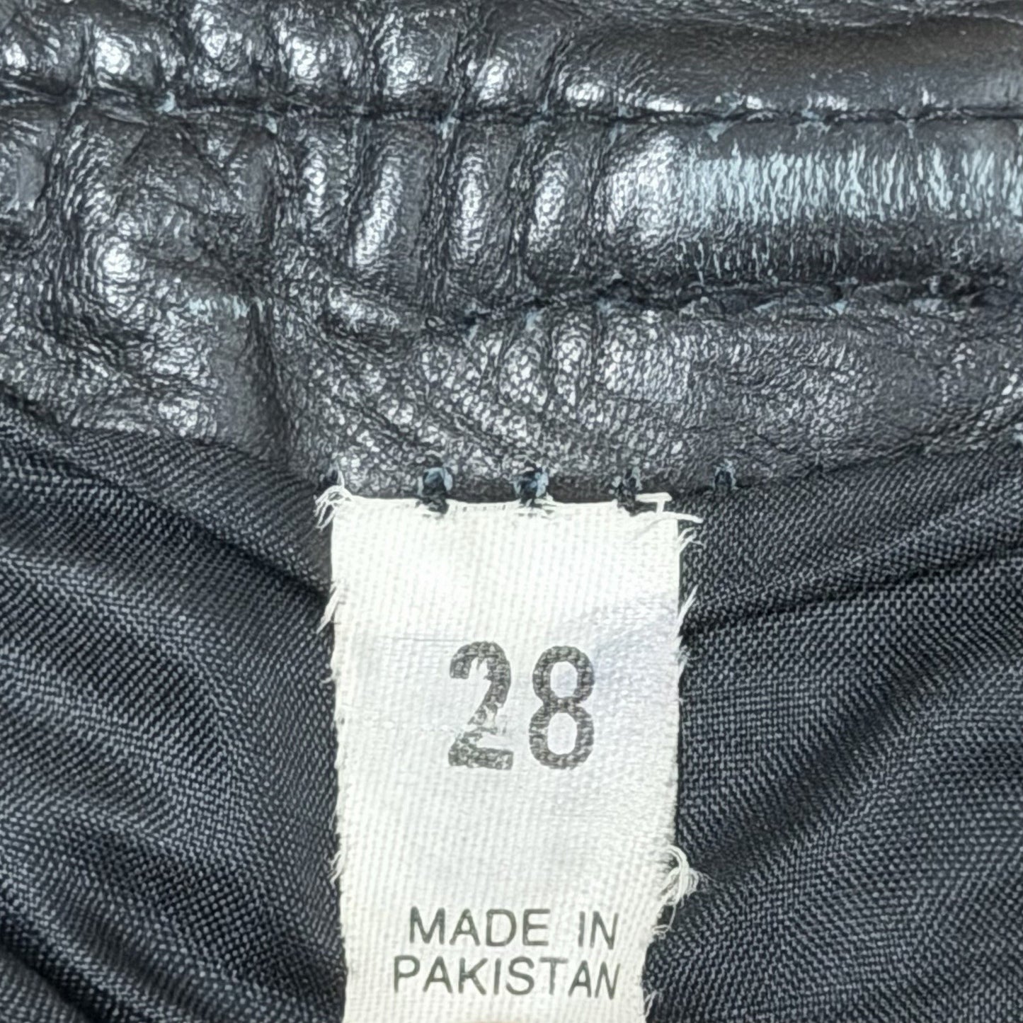 Vintage Leather Biker Trousers Black Unisex 28w 30l Lace Up Pants