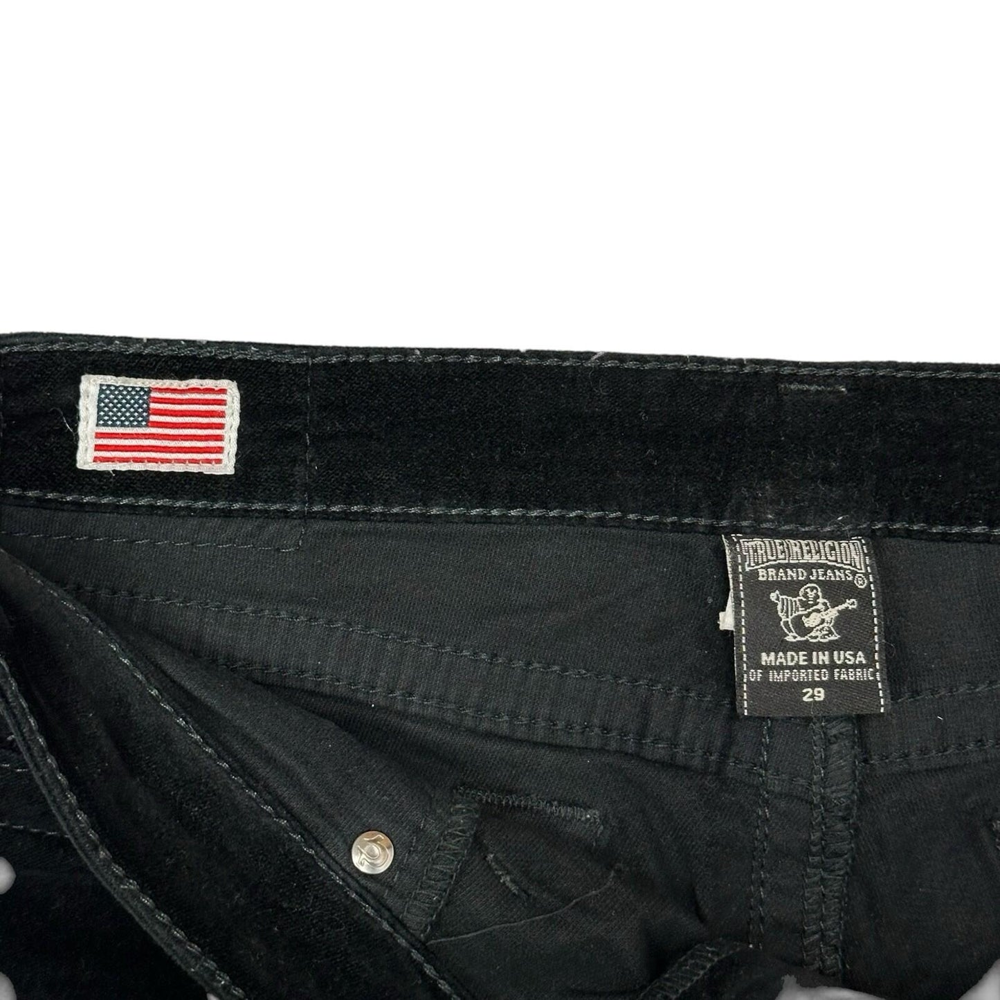 00’s True Religion Casey Velour Trousers Women’s 29w 30l Low Rise Made In USA