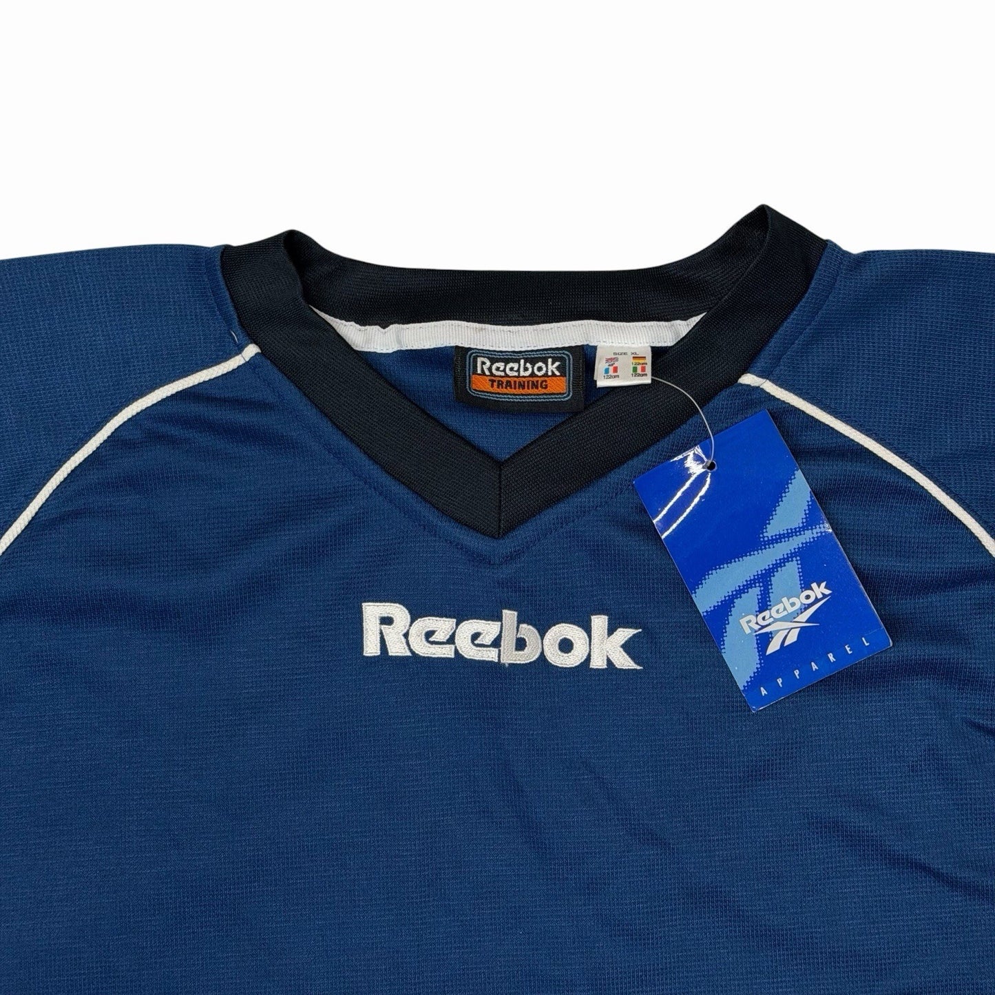 Deadstock Reebok Sports Top Men’s XL Navy Blue/Black Embroidered Hydromove 90’s