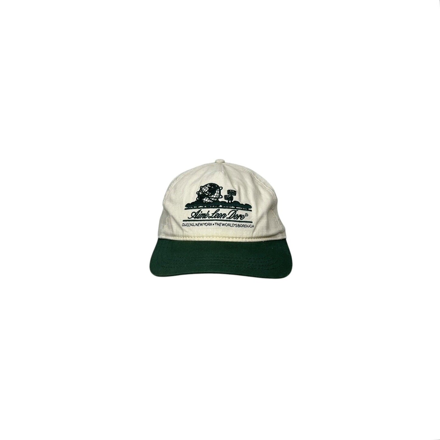 SS22 Aime Leon Dore Unisphere Snapback Hat Cream And Green Embroidered Logo