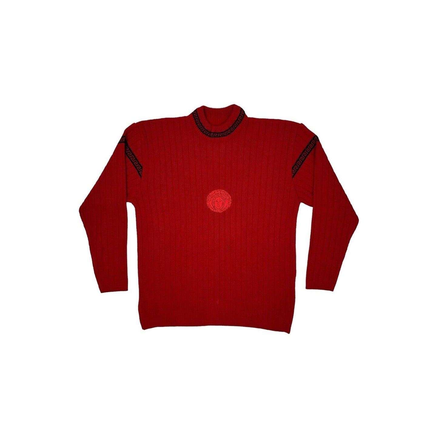 Vintage Versace Knit Medusa Jumper Mens Large Red