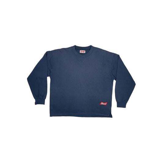 Vintage Budweiser Crew Neck Jumper Men’s Medium Navy Blue 90’s Embroidered