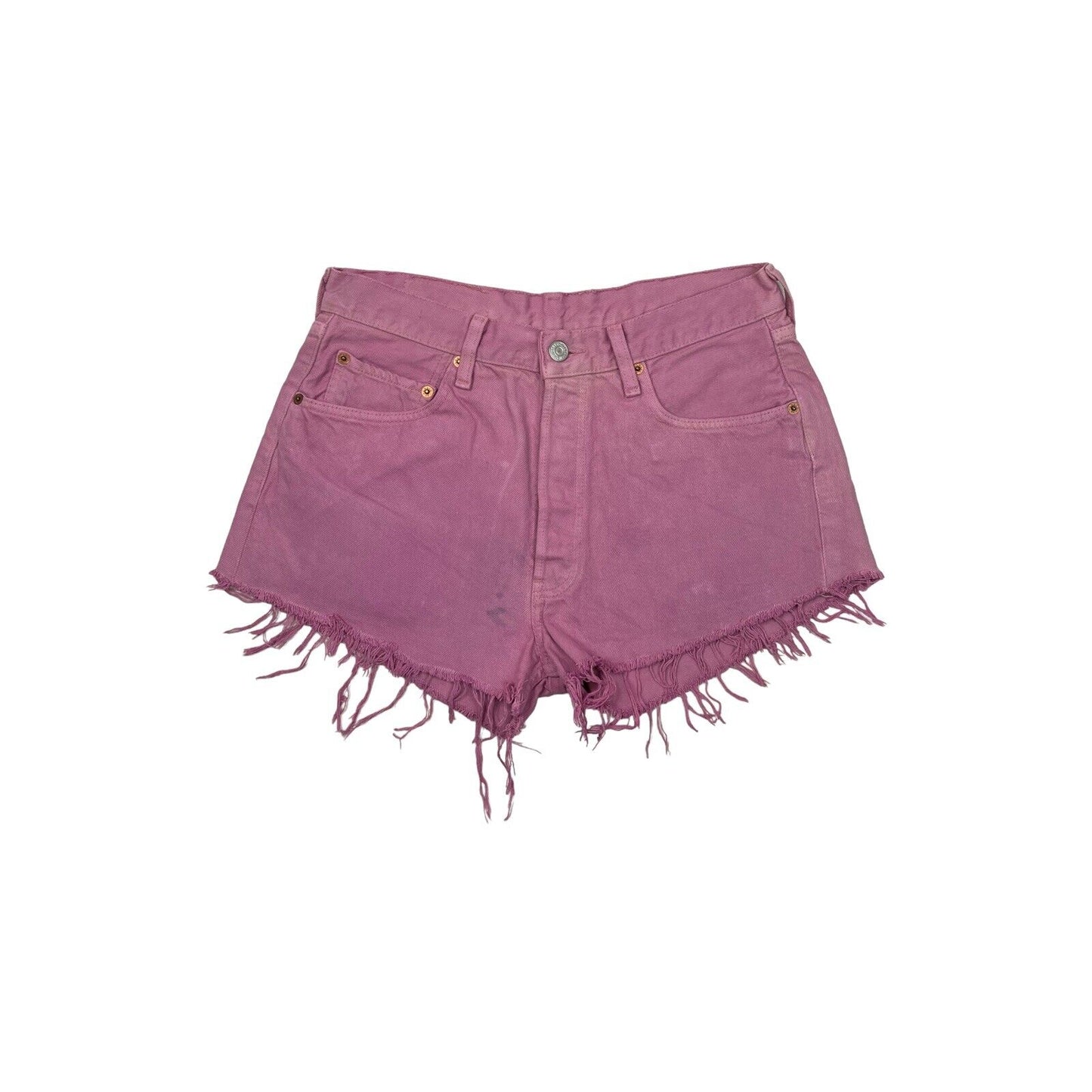 Vintage Levis Cut Denim Shorts Pink Womens 32w 90’s Fraying Festival Shorts