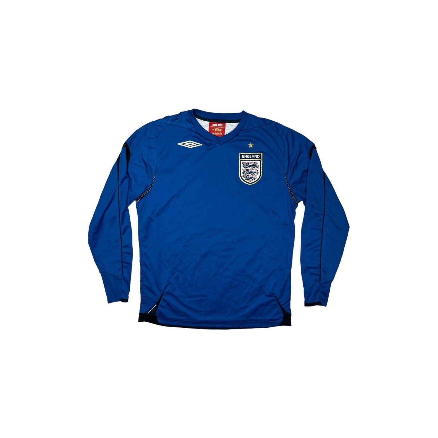 06-08 England Goalkeeper Football Shirt Umbro Mens Large Blue Long Sleeve