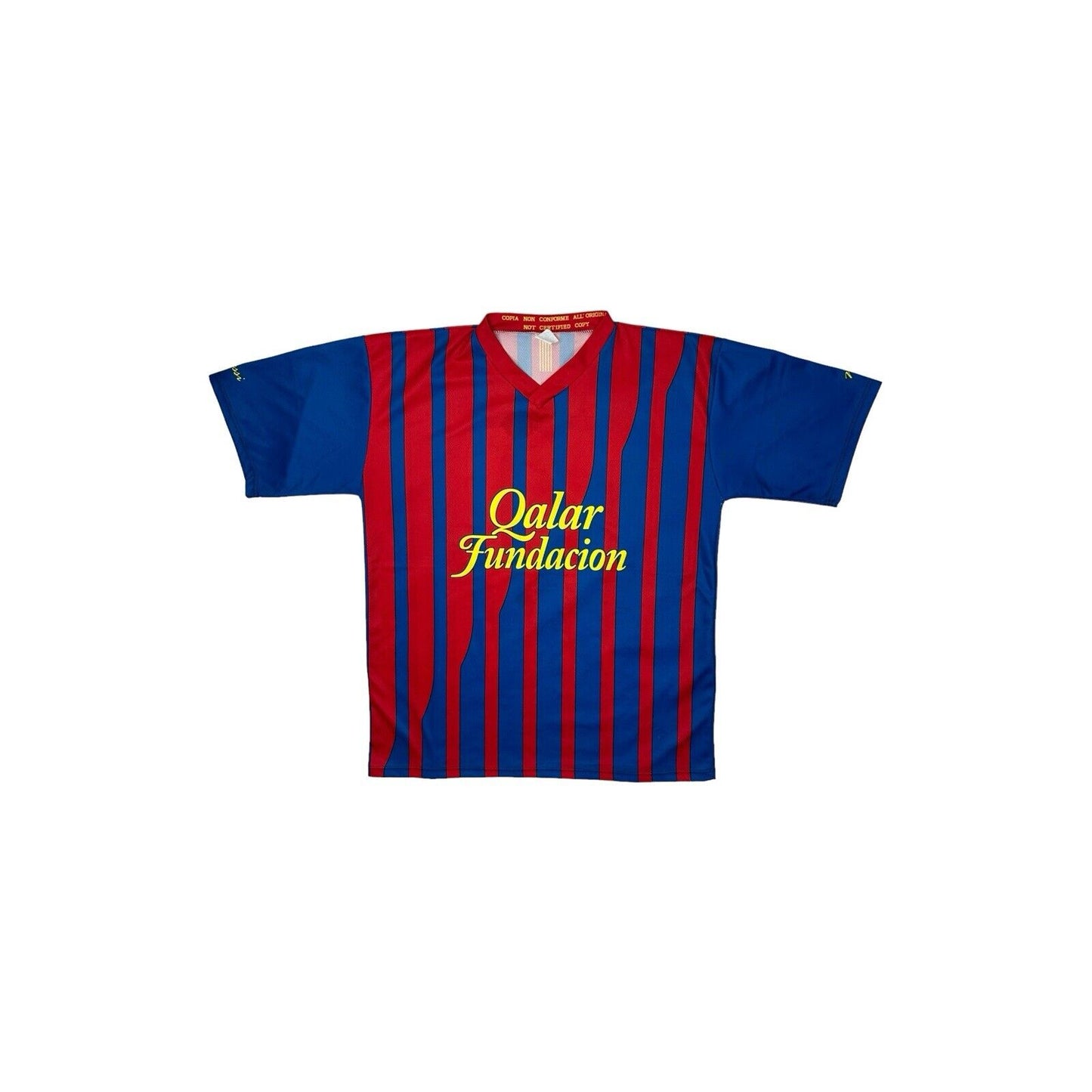 00’s Barcelona Style Football Shirt 10 Messi Red And Blue Large Soccer Top